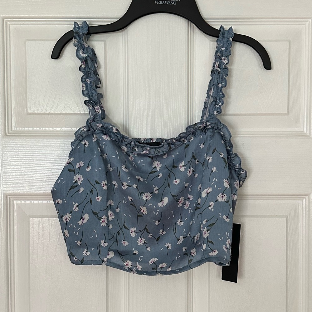 NWT Lulus Floral Satin Crop Top